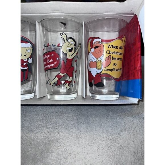 FAMILY GUY 16 oz Drinking Beverage Glasses Peter Lois Stewie Brian Set of 4 - Picture 3 of 12